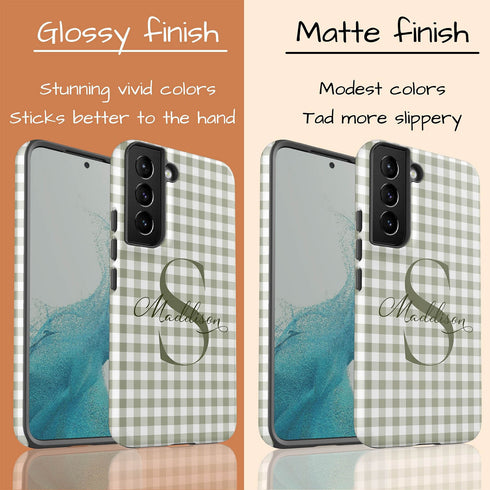 Custom Gingham Name & Initials Galaxy Case